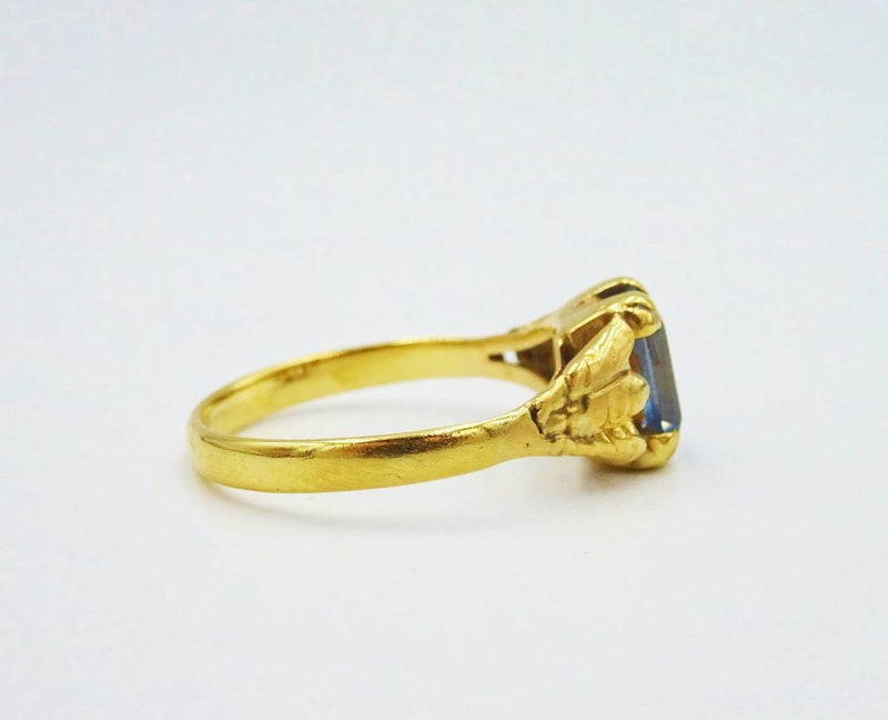 18ct Yellow Gold Ladies Vintage Fancy Blue Topaz Ring 2g K1/2 6.9mm - Richard Miles Jewellers