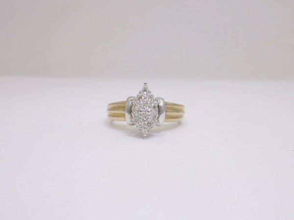 9ct Gold Diamond Ladies Marquise 0.25ct Cluster Ring Size N Weight 5.5g - Richard Miles Jewellers