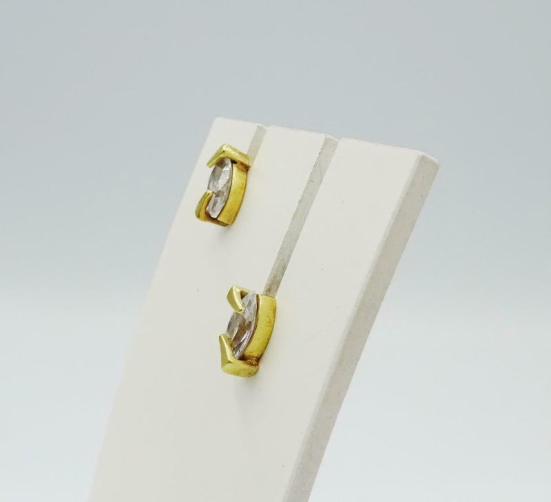 9ct Yellow Gold 375 Stamped Wrapped Style Marquise Cubic Zirconia Stud Earrings - Richard Miles Jewellers