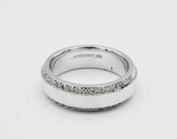 18ct White Gold Solid Heavyweight 0.20ct Diamond Edge Wedding Band M 10g 6mm - Richard Miles Jewellers