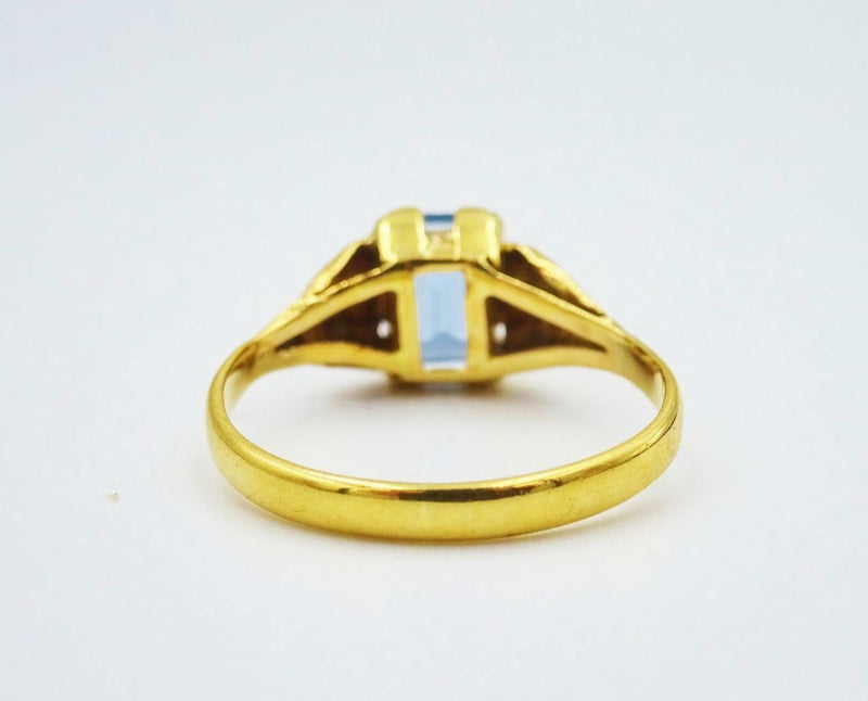 18ct Yellow Gold Ladies Vintage Fancy Blue Topaz Ring 2g K1/2 6.9mm - Richard Miles Jewellers
