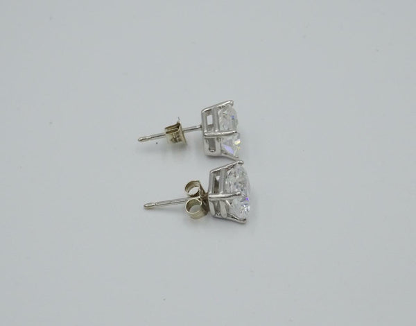 14ct White Gold 585 Ladies Rectangular Cubic Zirconia Studs 2.0g - Richard Miles Jewellers