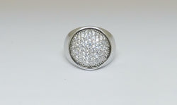 Sterling Silver 925 Mens Large CZ Pinky Rapper Cluster Ring 7.6g Size N - Richard Miles Jewellers