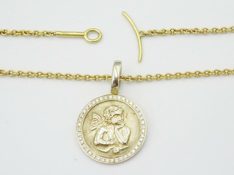 18ct Gold Belcher 0.30ct Diamond Encrusted Border Cupid Chain 20inch 8.7g - Richard Miles Jewellers