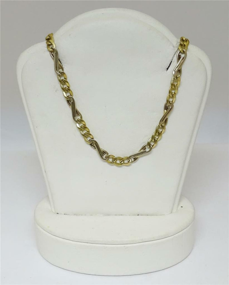 9ct Yellow and White Gold Fancy Chain 12g 18 inches - Richard Miles Jewellers
