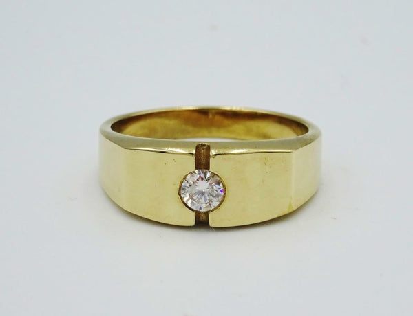 9ct Yellow Gold Quality Mens Single 0.20ct Diamond Signet Ring Size Q 6g - Richard Miles Jewellers
