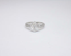 Brand New 9ct Ladies White Gold Seven Diamond Cluster Ring 1.00ct Size N - Richard Miles Jewellers