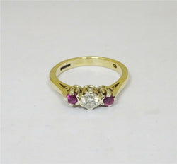 9ct Yellow Gold Ladies 0.23ct Diamond and Ruby Ring Size N 3.1g - Richard Miles Jewellers
