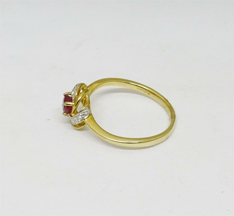 9ct Yellow Gold Ladies Cluster Ruby and Diamond Ring Size N 1.7g - Richard Miles Jewellers