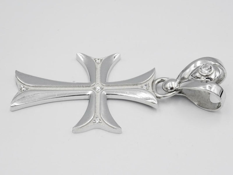 9ct White Gold Large Fancy Round Cut CZ Sleek Cross 10g 49mm 34mm - Richard Miles Jewellers