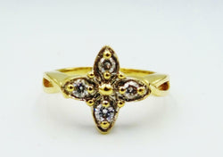 9ct Yellow Gold Quality Floral 0.20ct F I1 4 Diamond Cluster Ring 3g Size P 12mm - Richard Miles Jewellers