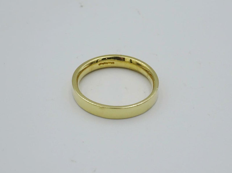 18ct Yellow Gold Mens Plain Flat Shaped 4mm Wedding Band size U 1/2 7.1g - Richard Miles Jewellers