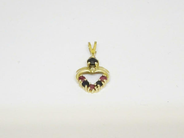 9ct Gold Sapphire And Ruby Heart Pendant 1.2g 16mm 11mm 2.5mm - Richard Miles Jewellers