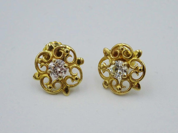 9ct Yellow Gold Ladies Fancy Round Brilliant Diamond Earring Studs 0.35ct - Richard Miles Jewellers