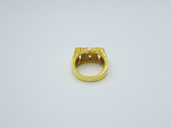 9ct Yellow Gold Large Heavy Weight CZ Dad Men's Ring V 19.2g 12.7mm 20.8mm - Richard Miles Jewellers