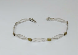 9ct White Gold Ladies Two Colour Diamond Shape Bracelet 7.5 inch 6.5g - Richard Miles Jewellers