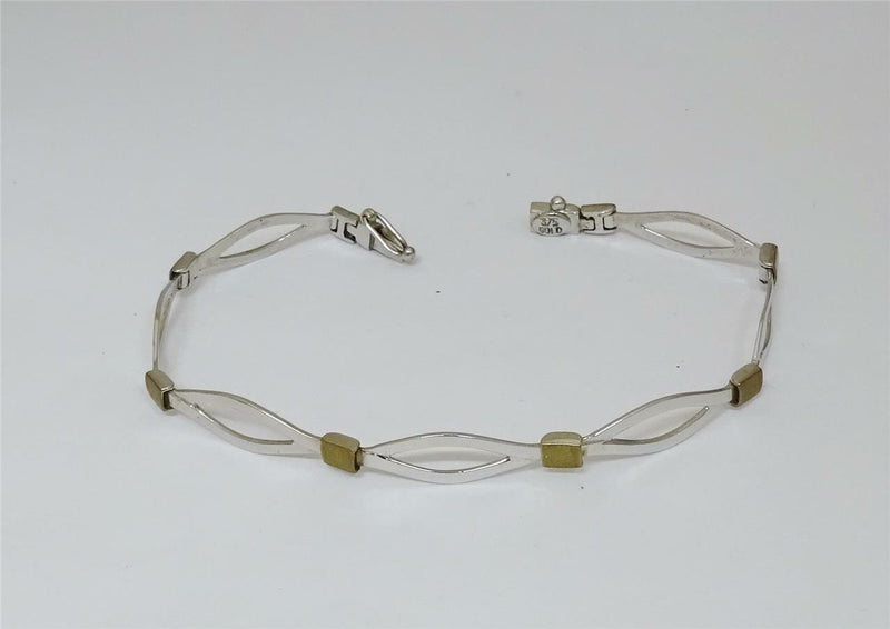 9ct White Gold Ladies Two Colour Diamond Shape Bracelet 7.5 inch 6.5g - Richard Miles Jewellers