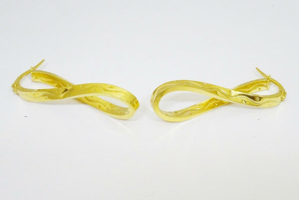 9ct Yellow Gold Fancy Twist Hoop Earrings 1.8g 36.4mm 3.1mm - Richard Miles Jewellers