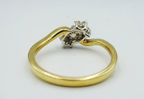 9ct Yellow Gold Fancy Twist Double Flower 0.25ct Diamond Cluster Ring 2.3g M 1/2 - Richard Miles Jewellers