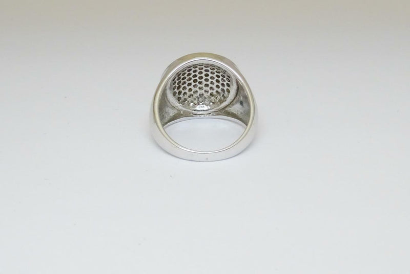 Sterling Silver 925 Mens Large CZ Pinky Rapper Cluster Ring 7.6g Size N - Richard Miles Jewellers