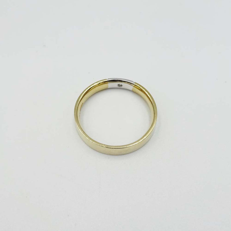 Premium 9ct Yellow and White Gold Diamond Ring Band Size Q 0.02ct