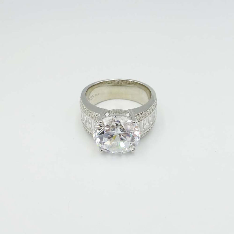 Sterling Silver Cubic Zirconia Statement Ring Size Q