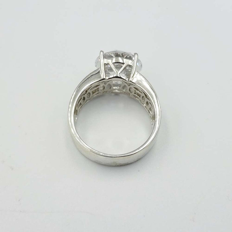 Sterling Silver Cubic Zirconia Statement Ring Size Q