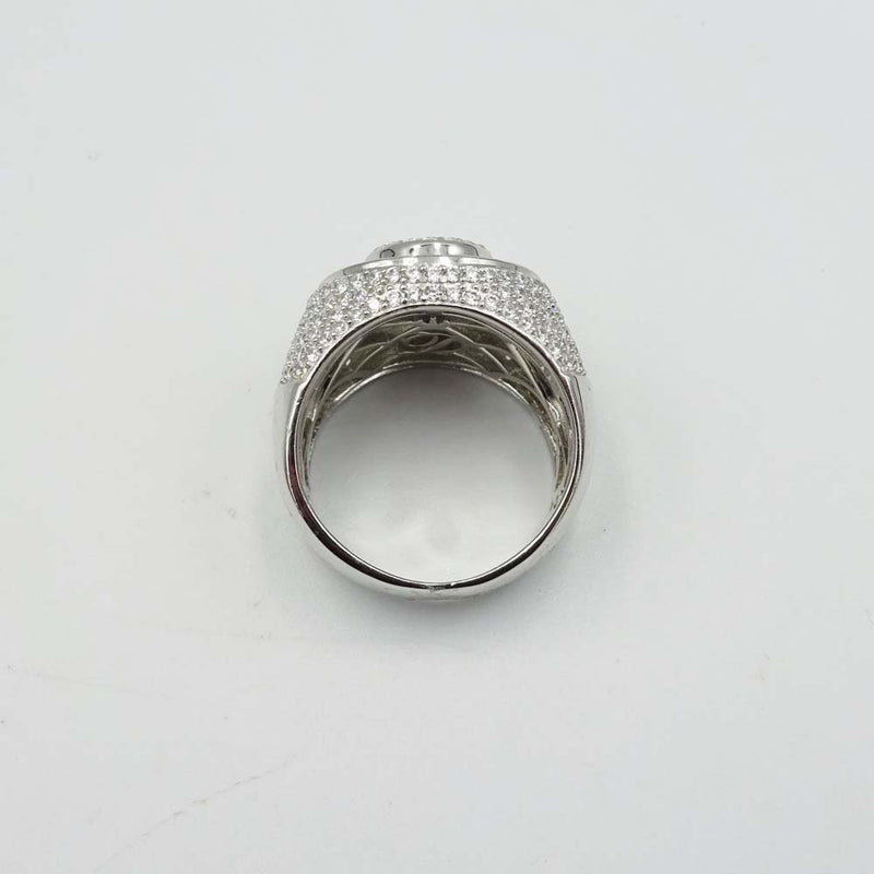 Sterling Silver Cubic Zirconia Round Layered Statement Ring Size R