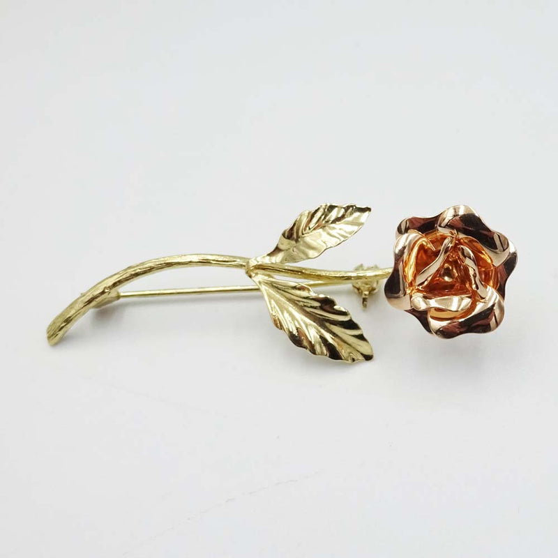 9ct Yellow and Rose Gold Rose Brooch