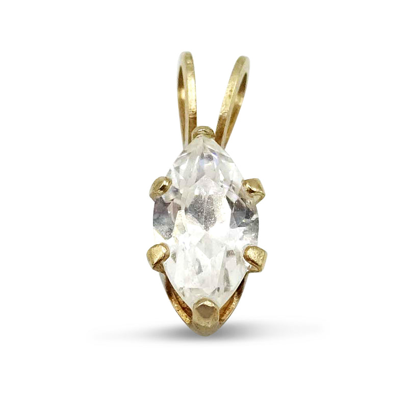 9ct Yellow Gold Marquise Cubic Zirconia Pendant