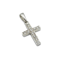 9ct White Gold Quality Cubic Zirconia Cross Pendant