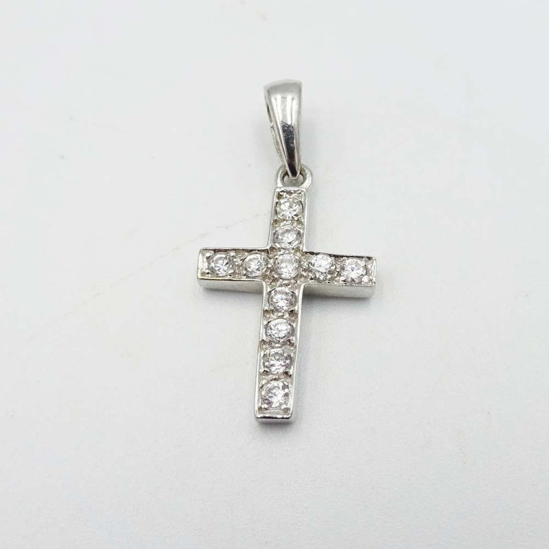 9ct White Gold Quality Cubic Zirconia Cross Pendant