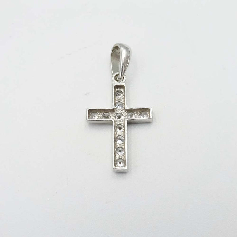 9ct White Gold Quality Cubic Zirconia Cross Pendant