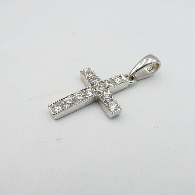 9ct White Gold Quality Cubic Zirconia Cross Pendant