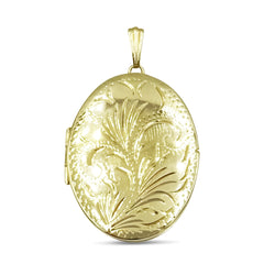 9ct Yellow Gold Large Floral Engraved Locket