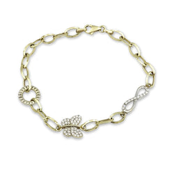 14ct Yellow Gold Cubic Zirconia Butterfly Bracelet 8"