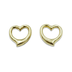 9ct Yellow Gold Heart Stud Earrings