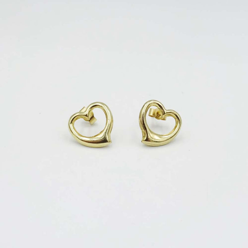 9ct Yellow Gold Heart Stud Earrings