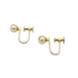 9ct Yellow Gold Pearl Screw Clip-On Earrings