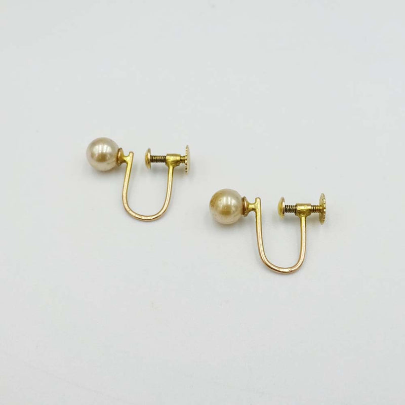 9ct Yellow Gold Pearl Screw Clip-On Earrings