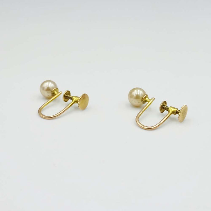 9ct Yellow Gold Pearl Screw Clip-On Earrings