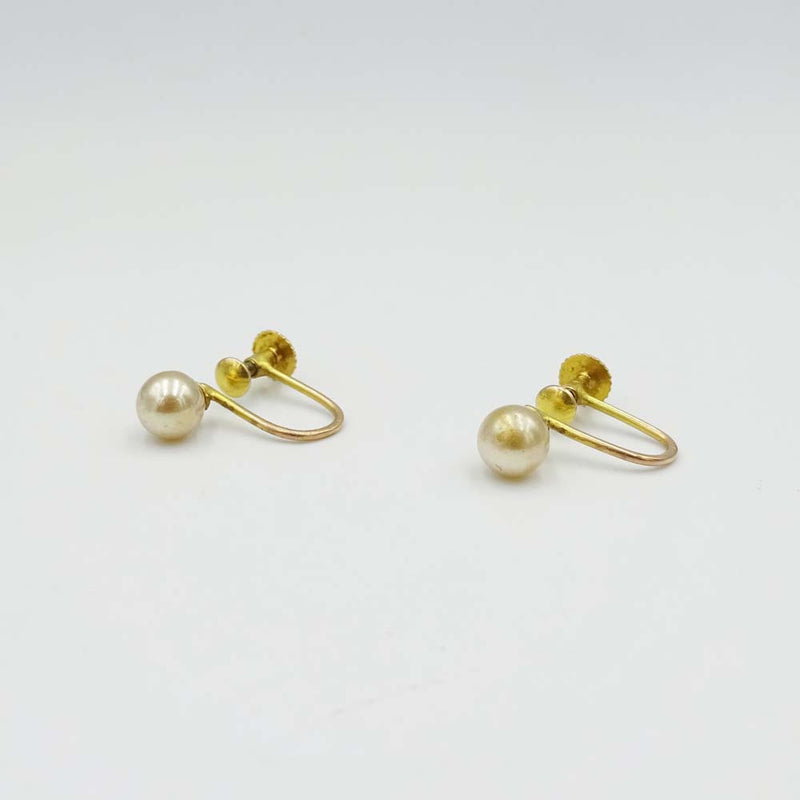 9ct Yellow Gold Pearl Screw Clip-On Earrings