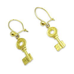 9ct Yellow Gold Key Drop Earrings