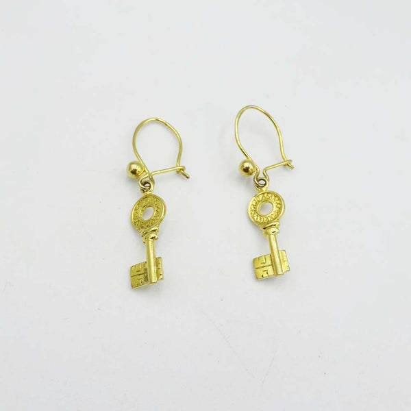 9ct Yellow Gold Key Drop Earrings