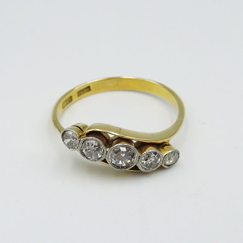 18ct Yellow Gold 0.71ct Diamond 5 Stone Ladies Quality Ring Size S 3.5g - Richard Miles Jewellers
