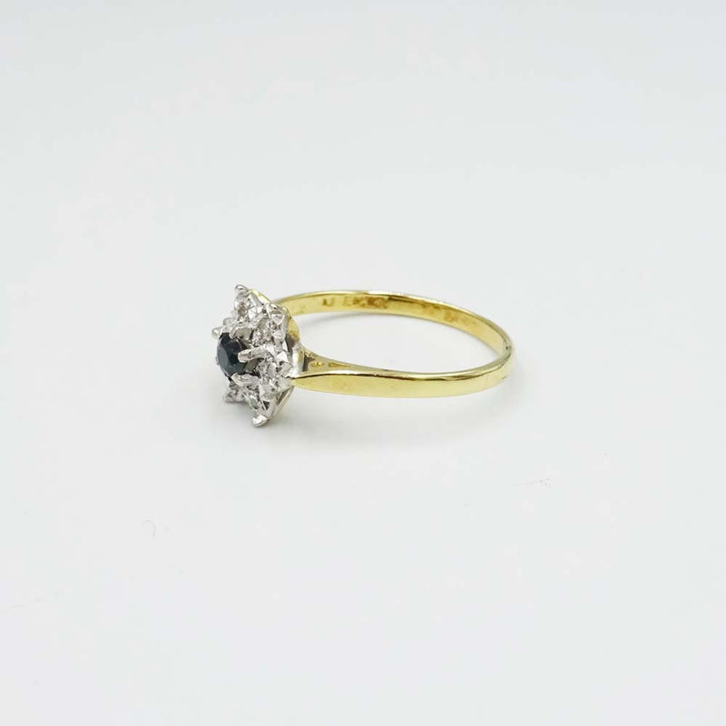 9ct Yellow Gold Sapphire and Diamond Ring 0.06ct Size O