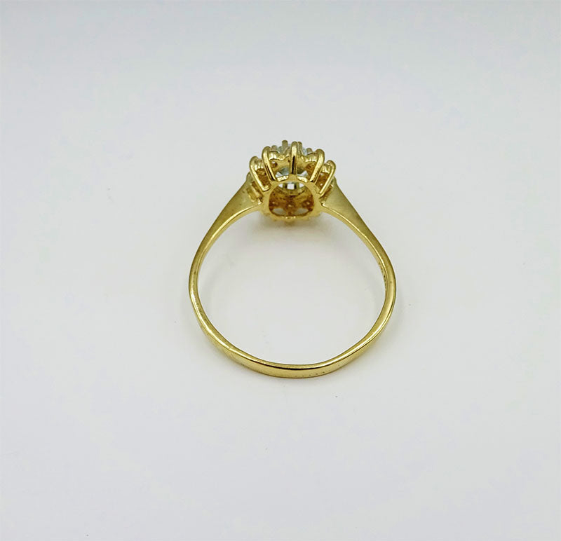 9ct Yellow Gold Centre Oval Topaz Cluster CZ Ladies Dress Ring Size X 1/2 3g - Richard Miles Jewellers