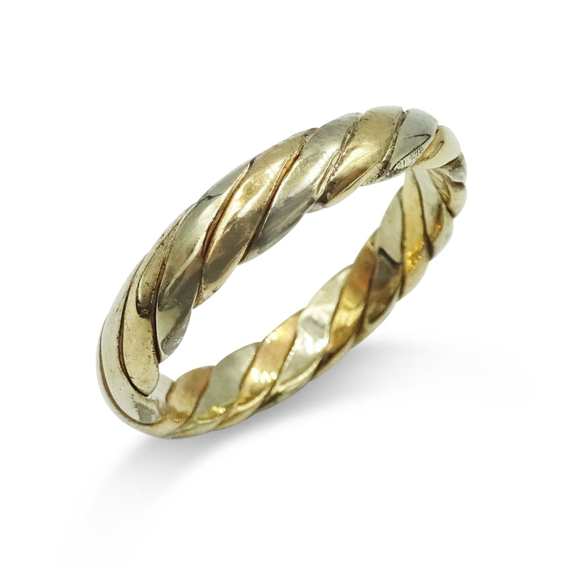 9ct Yellow Gold 2 Colour Twist Ring Size T 1/2