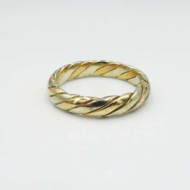 9ct Yellow Gold 2 Colour Twist Ring Size T 1/2