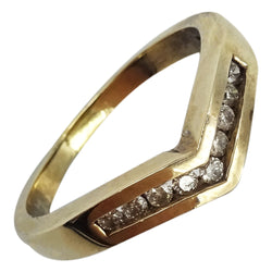 9ct Yellow Gold 0.15ct Diamond Wishbone Half Eternity Ladies Shiny Finish Ring Size J - Richard Miles Jewellers